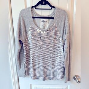 💕 Express Love pullover sweater with sequins Gray Cotton Size L
